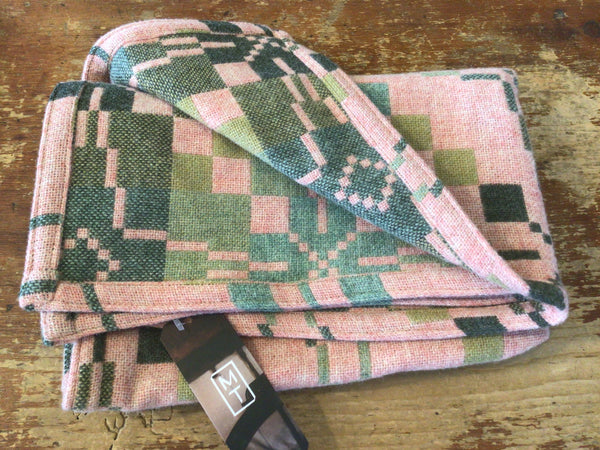 Melin Tregwynt Vintage Star Welsh Wool Baby Blanket - Blossom Pink