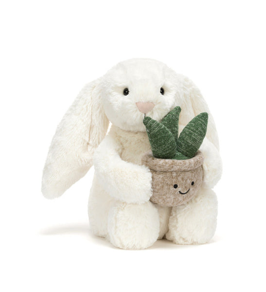 Cream Bunny with Plant