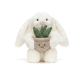 Cream Bunny with Plant