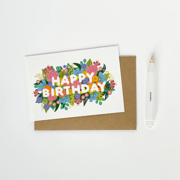 Lomond Paper Company Happy Birthday Flowers Vintage White Card Nest Rhiwbina Cardiff