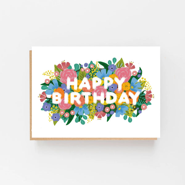 Lomond Paper Company Happy Birthday Flowers Vintage White Card Nest Rhiwbina Cardiff