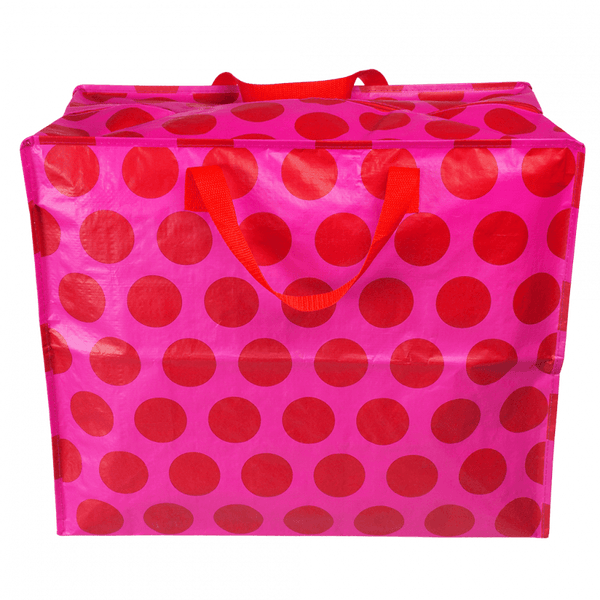 Jumbo Storage Bag - Red on Pink Spot