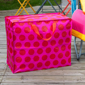 Jumbo Storage Bag - Red on Pink Spot