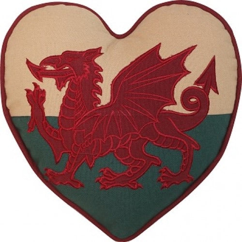 Heart Shaped Welsh Flag Cushion